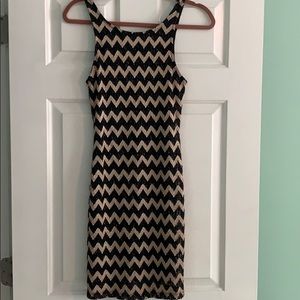 Black & Gold Chevron Mini Dress